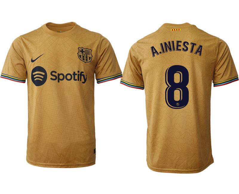 Men 2022-2023 Club Barcelona away aaa version yellow #8 Soccer Jersey->barcelona jersey->Soccer Club Jersey